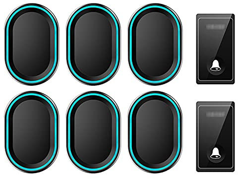 MOKLYF Self-Powered Wireless Doorbell, Waterproof Plug in Door Bell 650Ft Range Electric Cordless Doorbells Chime Kit for Home with 58 Ringtones 4 Level Volume Loud Enough,White (Black