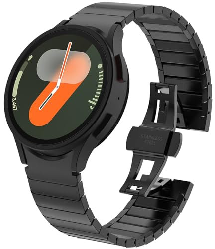 KADES Edelstahlarmband Kompatibel mit Samsung Galaxy Watch Armband,Keine Lücke Gliederarmband für Galaxy Watch 7/6/5/4/FE Armband Pro Classic 43mm 47mm 45mm 40mm 44mm 42mm 46mm Herren Damen,Schwarz