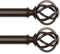 USFOOK 2 Stück Gardinenstange Bronze 80 bis 148 cm, 22 mm Durchmesser Vorhangstange Ausziehbar, Dekorative Gardinenstangen mit Florale Endstück, Vorhangstangen für Küchenfenster