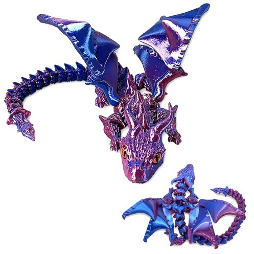 3D Printed Dragon Purple Crystal Dragon Home Decor Executive Desk Toys Home Office Decor Desk Toys for Birthday Party