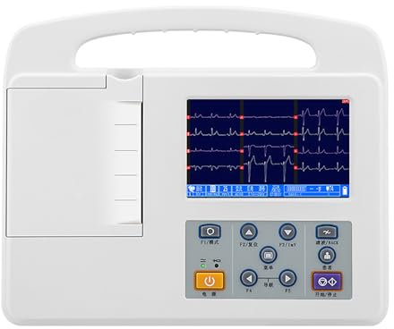 Mavdecll Monitor ECG/EKG Portatile, Dispositivo a 3 canali Digital 12 Lead Digital 12 con Carta da Stampa, Schermo da 5 Pollici, per Cure orali mediche Segni Vitali unità di Terapia intensiva CCU