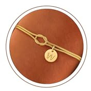 Turandoss Liebesknoten Armband Damen Gold Geschenke für Frauen | 14K Vergoldet, Knoten Armband mit Buchstaben, Freundschaftsarmbänder Partner, Personalisierte Geschenke für Frauen Mädchen