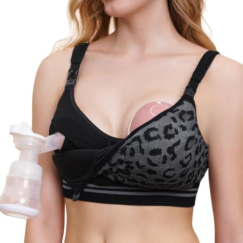 Momcozy Seamless 4-in-1 Pumping Bra Hands Free, New Nursing Botton Version