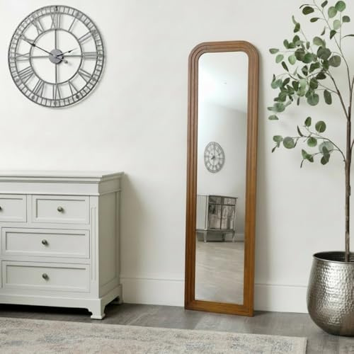 Melody Maison Tall Arched Wooden Stepped Frame Leaner Mirror 160cm x 42cm
