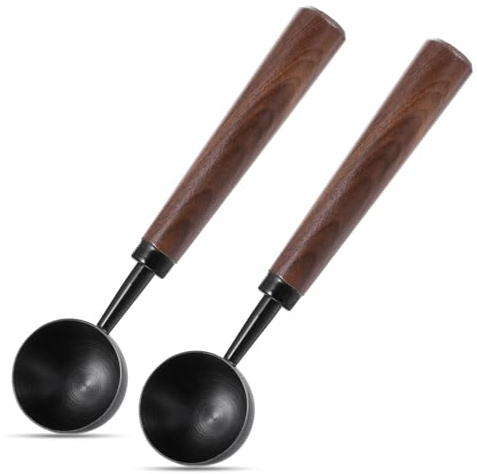 2Pcs 15ml Coffee Scoop Spoon 304 Stainless Steel Tablespoon Ground Coffee Measuring Spoon Measuring Spoons with Vintage Walnut Handle