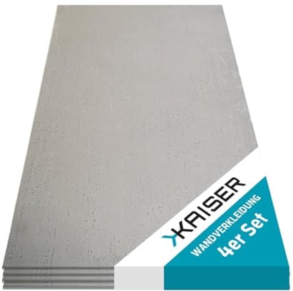 Kaiser Wandverkleidung 120 x 60 cm - Wandpaneel in Betonoptik Deko - wasserfest, leicht, selbstmontage - 4 Stück