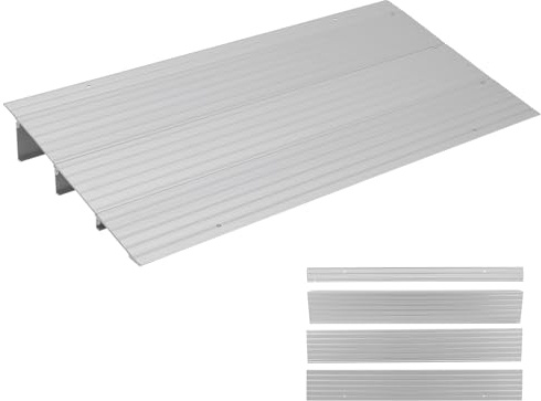 3 Rise Aluminum Door Threshold Ramp, 700 Lbs Capacity Heavy Duty Entry Ramp for Wheelchairs, Scooters, Power Chairs, Adjustable Threshold Ramp for Doorways