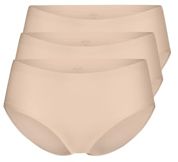 Yenita 3er Pack Damen Hüftslip, nahtlos aus Mikrofaser Invisible Low Cut Hipster, Haut, Gr. M