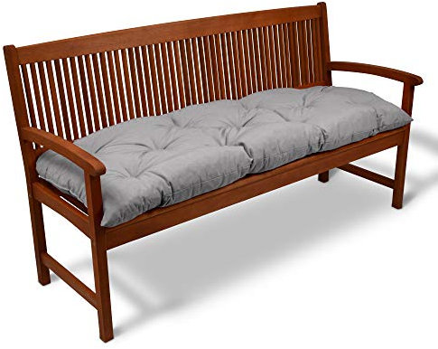 Beautissu Bankauflage Flair BK - Sitzkissen für Gartenbank - Polster Auflage Outdoor - Bankpolster Auflage für Sitzbank & Hollywoodschaukel - ca. 150x50x10 cm - Hellgrau