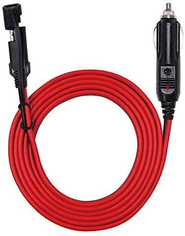 KUNCAN SAE Cigarette Lighter Charger Cable,16AWG 12V Cigarette Lighter Male Plug to SAE 2 Pin Quick Release Disconnect Connector Plug Adapter Extension Charging Cable with 15A Fuse,5FT