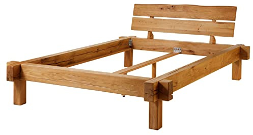 MASSIVMOEBEL24.DE | JANGALI Balkenbett aus Massivholz #611 aus Wildeiche - Natur, ge�lt Massivbett mit Beinen und Kopfteil 160cmx200 cm Massivholzbett Doppelbett