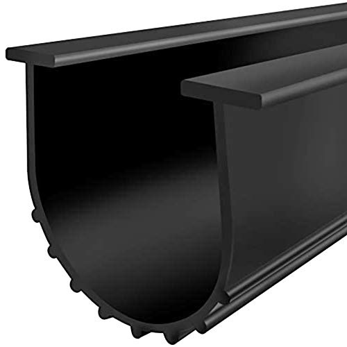 Kit de joint bas de porte de garage avec bande d'étanchéité en U, joint universel en caoutchouc professionnel en T, 8 cm x 9,5 cm x 6 m, noir