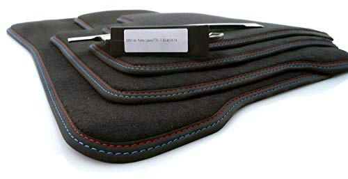 kh Teile Fußmatten passend für 4er F33 F83 M4 Premium Qualität Automatten 4-teilig Velours schwarz Doppelnaht Rot Blau