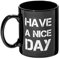 KOSxBO® Tasse mit Spruch „Have a Nice Day“, mit einem Mittelfinger auf der Unterseite der Kaffetasse