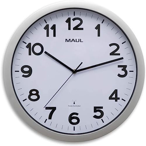 Maul Radio Controlled Clock, Silver, Diameter 40 cm