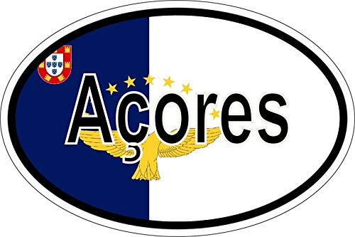Akachafactory Sticker oval flag vinyl country code azores portugal