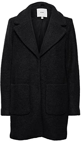 ICHI IHSTIPA JA Damen Wintermantel Wollmantel Winterjacke Kurzmantel mit Druckknöpfen und Reverskragen