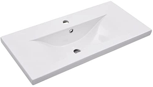 vidaXL Lavabo Encastré Lave-Mains Encastré Vasque à Poser Vasque à Monter Salle de Bain Salle d'Eau Cabine de Toilettes 81x39,5x18,55 cm Céramique Blanc
