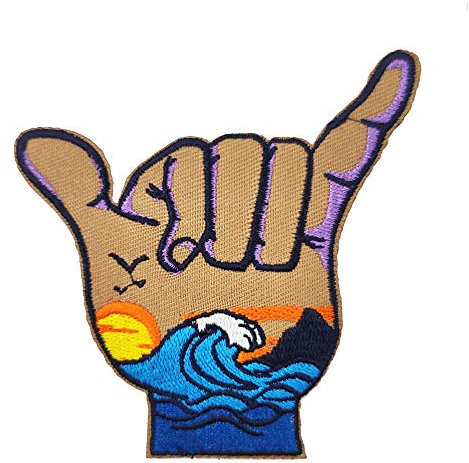 Cute-Patch Hawaii Shaka Handaufnäher, bestickt, zum Aufbügeln, für Surfen und Strand