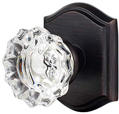 CLCTK Glass Passage Non Locking Door Knobs Interior Oil Rubbed Bronze, Crystal Door Knobs Interior, Keyless Door Knobs Vintage, FGDBS-008