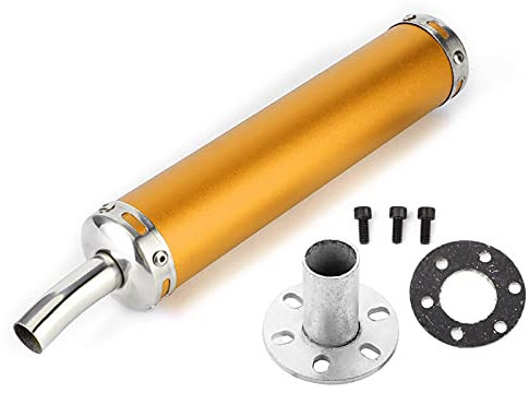 2 Stroke Muffler-Auspuffschalldämpfer Edelstahl, Auspuffschalldämpfer Schalldämpfer 20 Mm/0,8 Zoll Modifizierte Teile Für 2-Takt-Motorrad(Gold)