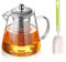 750ML Théière en Verre avec Infuseur, Théière avec Brosse à tasse,Théière en Verre résistant à La Chaleur avec Infuseur Amovible, Théière Borosilicate Transparent