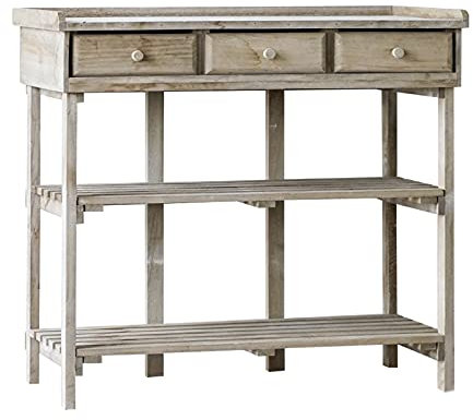 YYUN Retro Pflanztisch Holz Gartenarbeitstisch Praktische Geräumige Gartenarbeit Station aus Holz mit 3 Schubladen und Offenen Regalen 93 X 45 X 84 cm