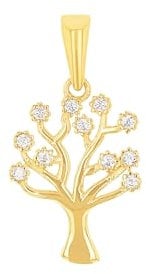 Amor Motivanhänger Damen Anhänger, mit Zirkonia synth, 1,9 cm, Gold, Lebensbaum, Kommt in Schmuck Geschenk Box, 2028134