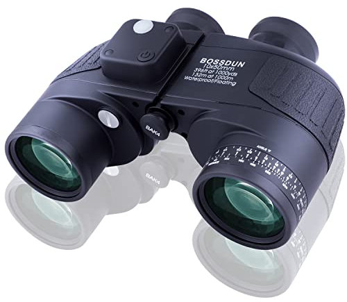 BOSSDUN 10x50 Marine Fernglas,Fernglas mit Nachtsicht Entfernungsmesser und Kompass, für Wassersport-Enthusiasten und Hobbysegler, inklusive Bereitschaftstasche, Staubschutzkappen und Trageriemen