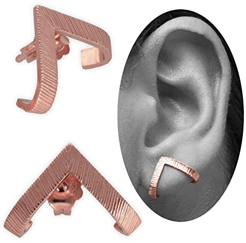 Pendientes de Stud triángulo, pendientes de espárragos de oro rosa, pendientes geométricos, aretes Chevron, pendientes de suspensión, pendientes minimalistas de triángulo (Chapado en oro rosa)