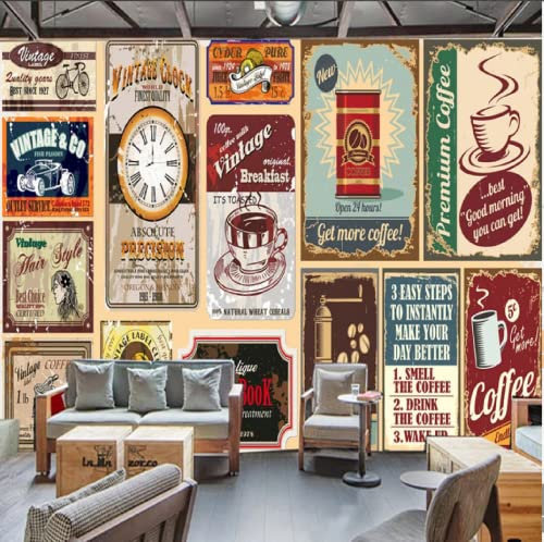 Papel tapiz 3D Retro Nostálgico Cafetería Bar Restaurante occidental Fondo Mural de pared Papel tapiz 3 D-200 * 140Cm