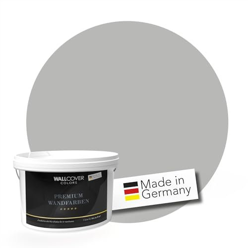 WALLCOVER PREMIUM Wandfarbe Grau 5L für 40m² | Helles Felsgrau | Innenfarbe Edelmatt | Höchste Deckkraft Klasse 1 | Qualität aus Deutschland