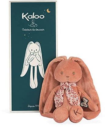 Kaloo - Lapinoo - Pantin Lapin - Babyplüsch aus geripptem Velours - 35 cm - Farbe Terracotta - Sehr weiches Material - Geschenkbox - Ab Geburt, K972201