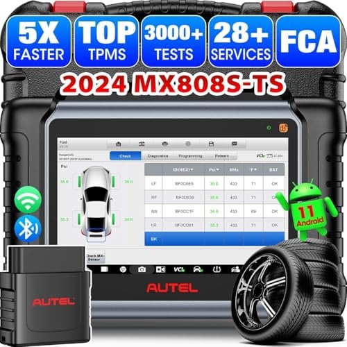 Autel MX808S-TS OBD2 Diagnosegerät: 2025 Neuestes TPMS Programmiergerät, Gleich wie MaxiCOM MK808S-TS MK900-TS, Aktualisiert von MK808TS MK808BT PRO MK808S, 3K+ Aktiver Test, 28+ Dienste, Android 11