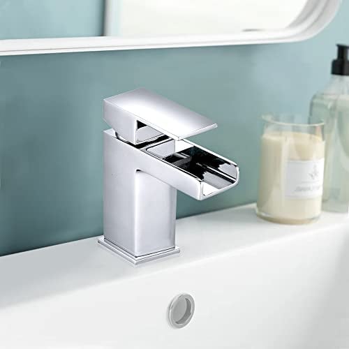 Aquariss Modern Bathroom Waterfall Mono Basin Mixer Tap Chrome