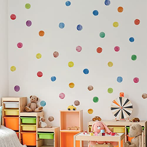 YouRfocus Colorful Polka Dot Wall Decals for Playroom, Peel and Stick
