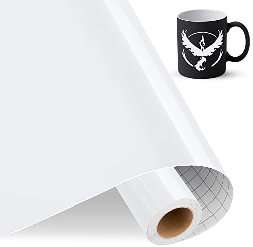 IModeur blanco Vinilo Permanente Rollo, 30,5 cm x 457,5 cm de Vinilo Adhesivo blanco Brillante, Vinilo blanco para Cricut, Silhouette Cameo, la mayoría de las máquinas de corte