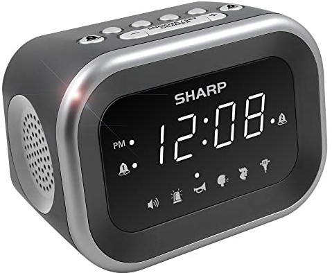 Sharp Big Bang Super Loud Alarm Clock for Heavy Sleepers, 115dB, 6 Sounds | Adjustable tone, custom snooze, 2 wake times, battery backup, hard of hearing, deep sleep, shift workers, dorm room, students