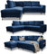 MIUFORM Ecksofa mit Schlaffunktion, Lofty Lilly Wohnlandschaft L-Form, Couch L Form Wohnladschaft mit Schlaffunktion Schlafcouch, Sofa Cord Metallfüße (Navy blau, Links ausgerichtet)