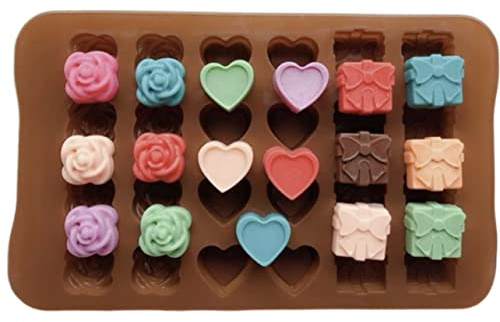 TTOA - 1 Pack Rose Chocolate Silicone Mould | Valentine Mould | Gift Box Heart Mould | Ice Cube, Wax Melt, Resin Mould