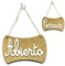 VEJO Cartel de Baños/Locales/Puertas/Aseos/Abierto Cerrado - Letrero de Madera - Placa de Señalización (ESPAÑOL)