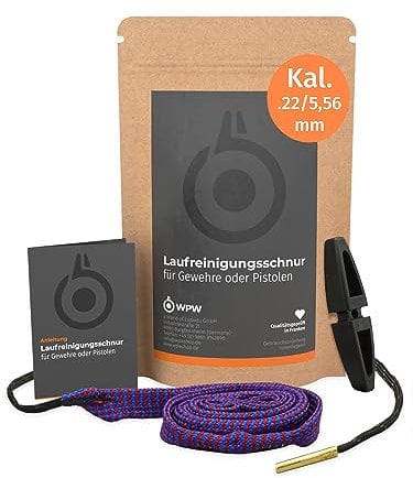 WPW Pistolen Laufreinigungsschnur, Kaliber .22, 5,56mm & .22lfb, Laufreiniger als Waffenreinigungsset & Waffenreinigung für Kurzwaffen, Revolver & Handfeuerwaffen