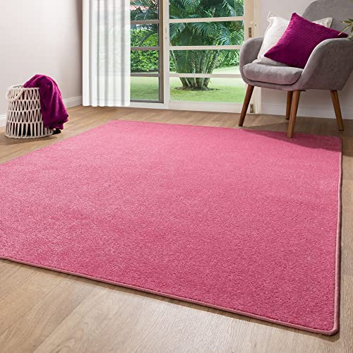 Steffensmeier Kurzflor Teppich Ibiza | Wohnzimmerteppich | Stilvoll | Pflegeleicht | Jugendteppich | Pink, Größe: 120x180 cm