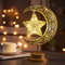 Grelae Ramadan Decorations Moon Lamp, Eid Decorative Bedside Lamps, Eid Iron Moon Star Table Lamp, Battery Powered Light, Night Light, Gifts for Mum, New Home Gift for Women