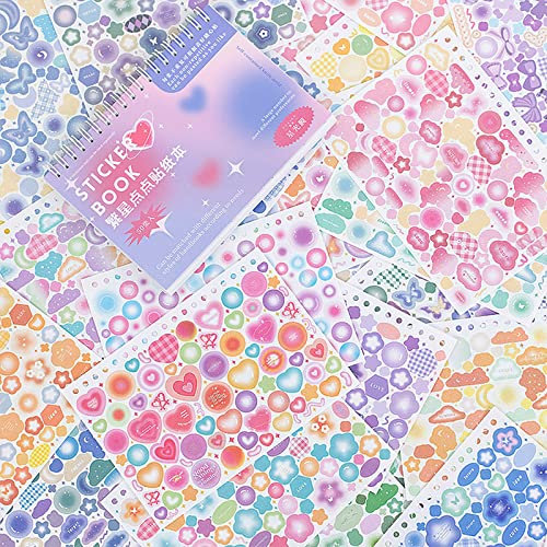 Doraking Colorful Sticker Book, 50 Sheets Shiny Love Bubble Heart Butterfly Ribbon Cute Stickers for Junk Journal Arts Craft Greeting Cards Scrapbook Supplies Home Decoration, DIY Deco Stickers (A)