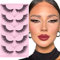 Parriparri KüNstliche Wimpern Cat Eye Lashes 5 Paar Flauschige Fox Eyelashes NatüRliche L Curl Foxy Eye Falsche Wimpern Katzenauge Engel Winged Fake Lashes Cateye