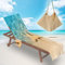 Surwin Schonbezug Für Gartenliege Strandliegenauflage Frottee Liegenauflage Stuhl Strandtuch Sun Lounger Bezug mit Tasche Sporthandtuch 3D für Sommer Garten Schwimmen (75x210cm,Meerwasser)