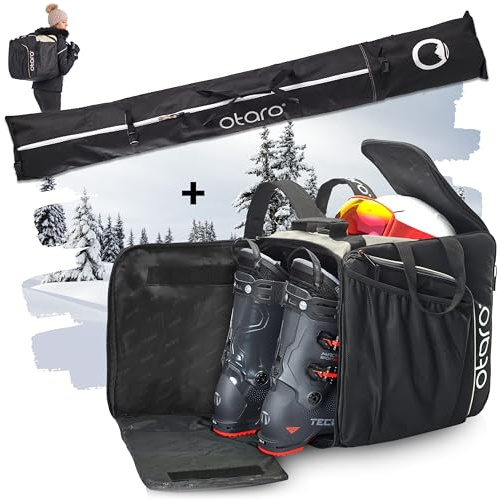 Otaro Skischuhtasche mit Helmfach | Skitasche für Skischuhe, Helm & Zubehör | > 100.000 begeisterte Kunden | Ski Boot Bag wasserfest, robuste Zipper - Skitasche Skischuhtasche Set - Schlittschuhtasche