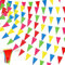 WOOLUCK 240M 450 pcs Triangulares Bunting Banner, Nylon banderin Decoración, Multicolores Guirnaldas para la Fiesta de Bodas del cumpleaños, Actividad al Aire Libre, jardín