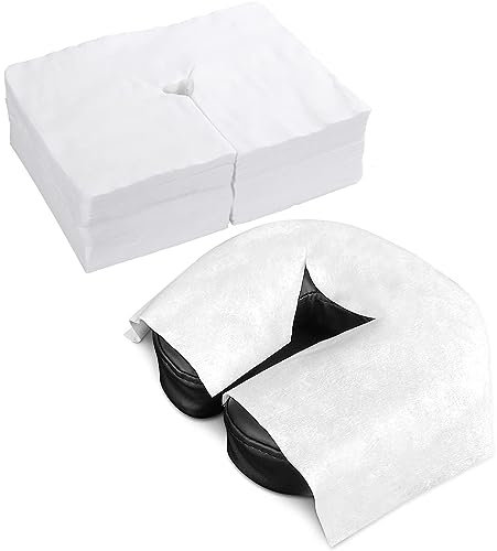200 Stück Einweg Massageliegen Auflagen Nasenschlitztücher Massageliege Baumwolle Spa Massageliegen Nasenschlitztücher [ 40cm x 30cm] Vliesstoff für Kopfstützen von Massagestühlen & Massagetischen